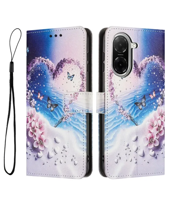 Housse Xiaomi Redmi A5 Cœur Fleuri Papillons Bleus | SERENITY