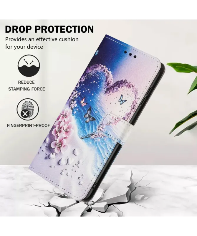 Housse Xiaomi Redmi A5 Cœur Fleuri Papillons Bleus | SERENITY