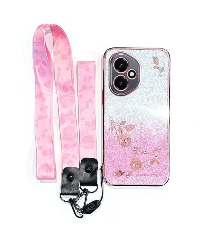 Coque Honor 400 Strass Fleurie avec Cordon | Luma