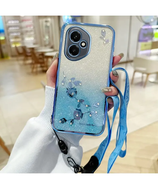 Coque Honor 400 Strass Fleurie avec Cordon | Luma