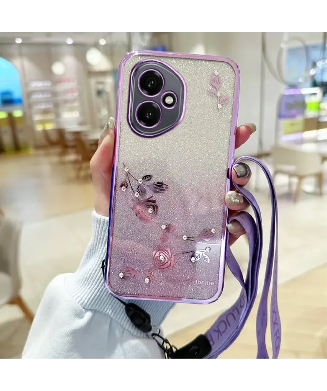 Coque Honor 400 Strass Fleurie avec Cordon | Luma