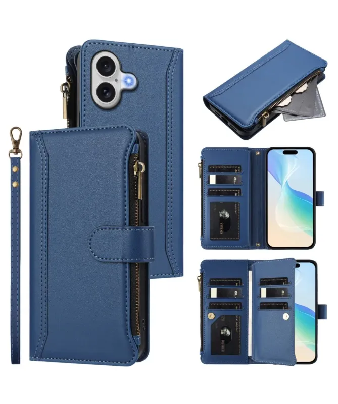 Housse iPhone 17 avec Lanière | 9 Cartes à Fermeture Zippée Bleu marine - photo 2