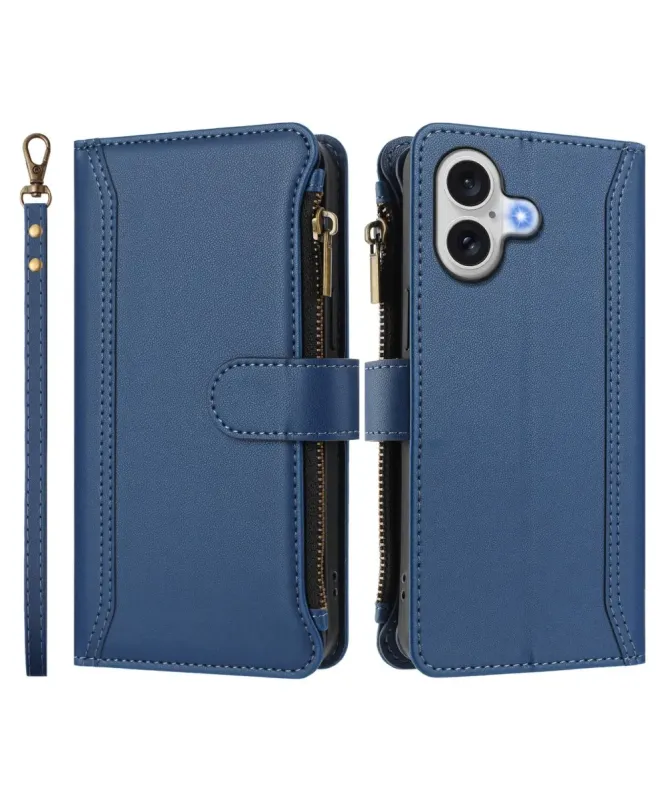 Housse iPhone 17 avec Lanière | 9 Cartes à Fermeture Zippée Bleu marine - photo 3