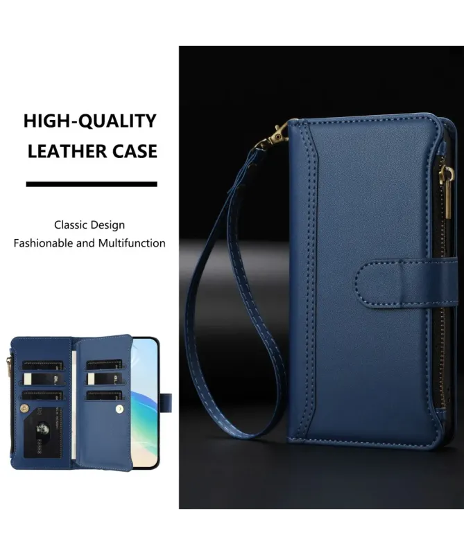 Housse iPhone 17 avec Lanière | 9 Cartes à Fermeture Zippée Bleu marine - photo 6