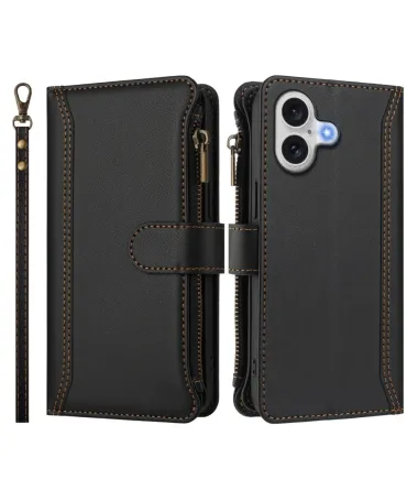 Housse iPhone 17 avec Lanière | 9 Cartes à Fermeture Zippée Noir - photo 8