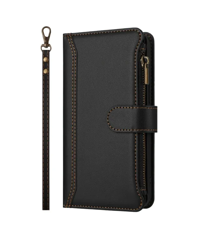 Housse iPhone 17 avec Lanière | 9 Cartes à Fermeture Zippée Noir - photo 11