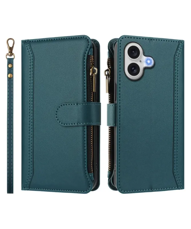Housse iPhone 17 avec Lanière | 9 Cartes à Fermeture Zippée