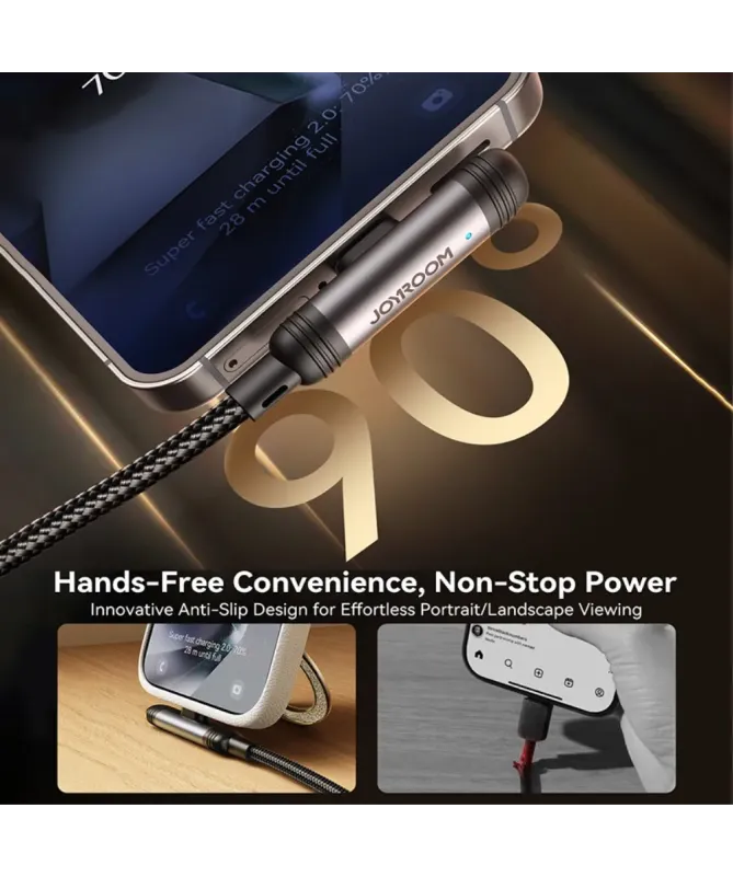 Câble Joyroom USB-C vers USB-C 60W Coudé 1.2m | JR-SC1A