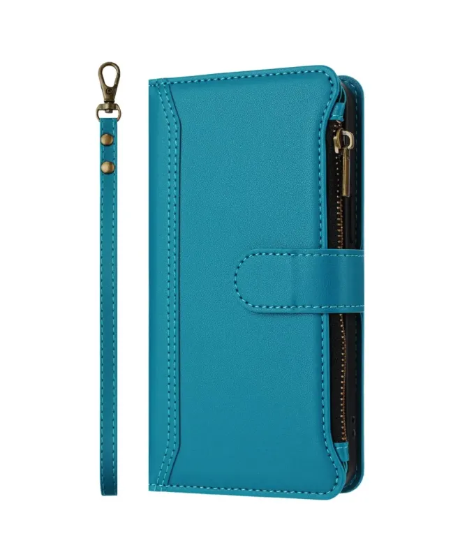 Housse iPhone 17 avec Lanière | 9 Cartes à Fermeture Zippée Bleu Paon - photo 24