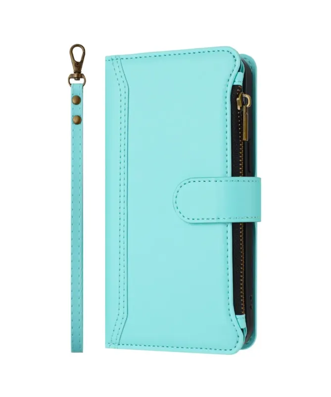 Housse iPhone 17 avec Lanière | 9 Cartes à Fermeture Zippée Cyan - photo 29