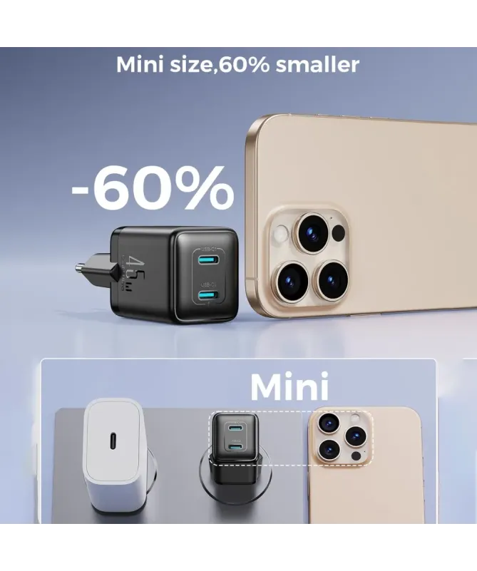 Chargeur Rapide 45W Double USB-C GaN Joyroom | JR-TCG17