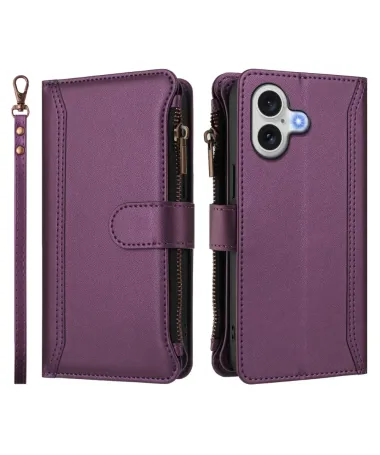 Housse iPhone 17 avec Lanière | 9 Cartes à Fermeture Zippée Vin Rouge - photo 32