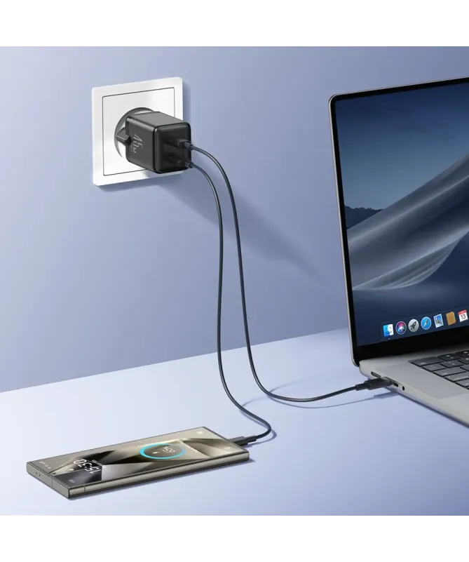 Chargeur Rapide 45W Double USB-C GaN Joyroom | JR-TCG17