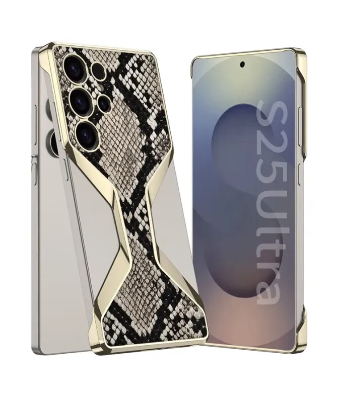 Coque Samsung Galaxy S25 Ultra Finition Python & Bords Dorés | Lazzaro
