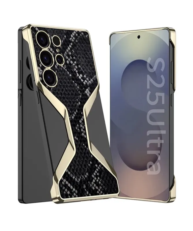 Coque Samsung Galaxy S25 Ultra Finition Python & Bords Dorés | Lazzaro