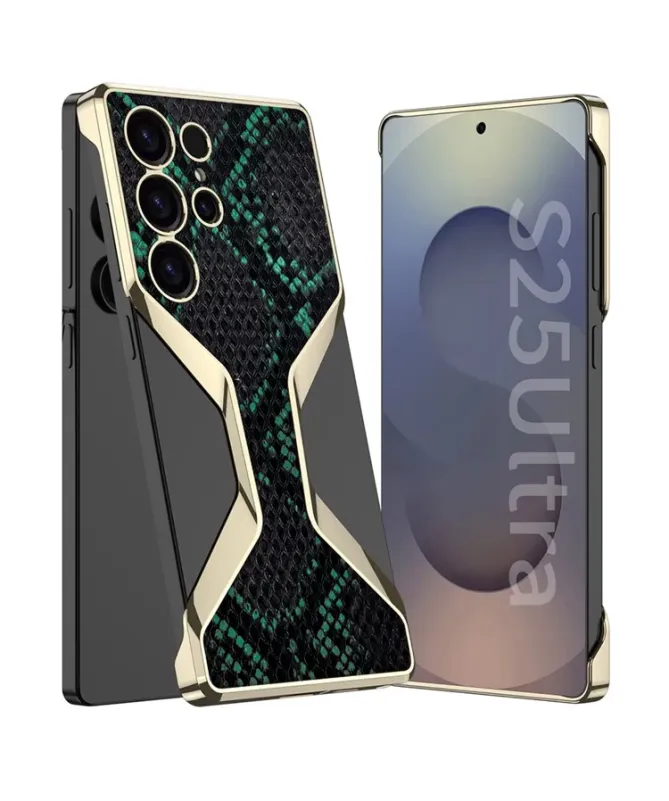 Coque Samsung Galaxy S25 Ultra Finition Python & Bords Dorés | Lazzaro
