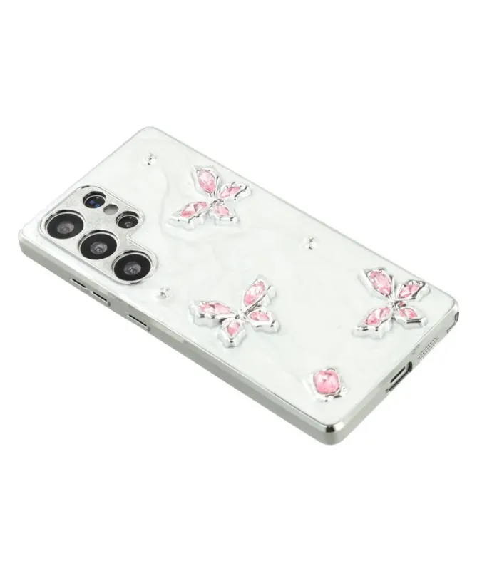 Coque Samsung Galaxy S25 Ultra Papillons Époxy et Strass | Luva