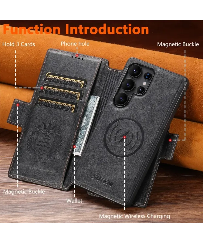 Housse Samsung Galaxy S25 Ultra Magnétique Texture Cuir | Suten