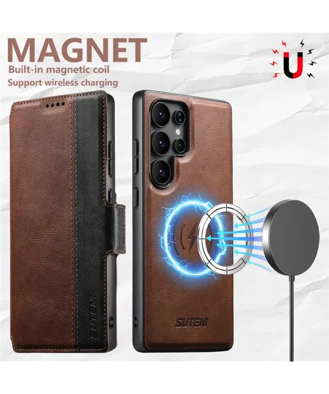 Housse Samsung Galaxy S25 Ultra Magnétique Texture Cuir | Suten
