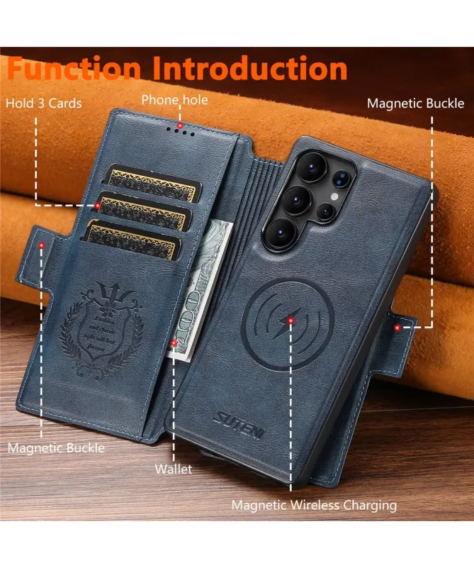 Housse Samsung Galaxy S25 Ultra Magnétique Texture Cuir | Suten