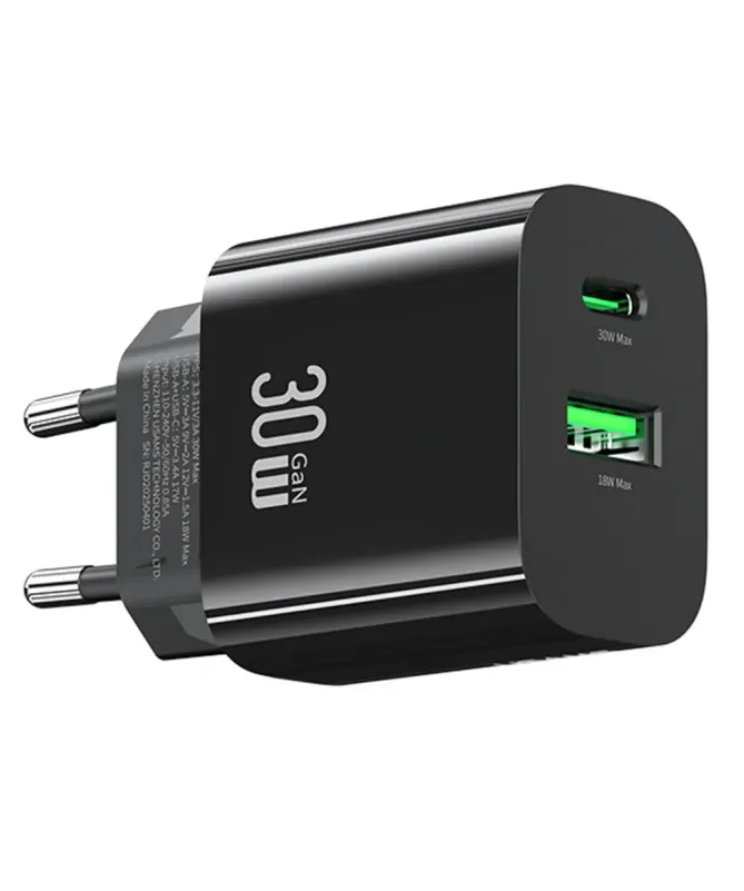 Chargeur Rapide 30W USB-A + USB-C GaN Compact | CC316 T65