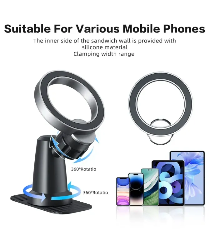 Support Magnétique | Fixation adhésive orientable 360°, compatible Mag