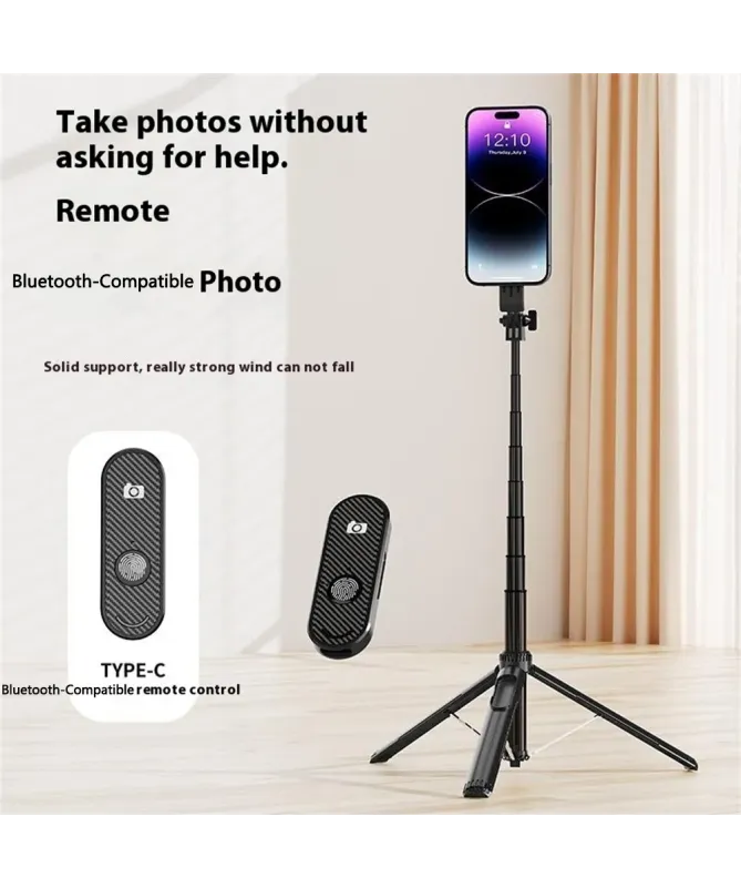 Trépied Selfie Magnétique avec Double Lumière LED et Télécommande Blue