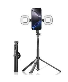 Trépied Selfie Magnétique avec Double Lumière LED et Télécommande Blue
