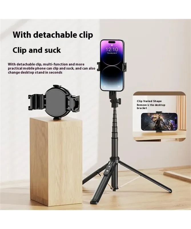 Trépied Selfie Magnétique avec Double Lumière LED et Télécommande Blue