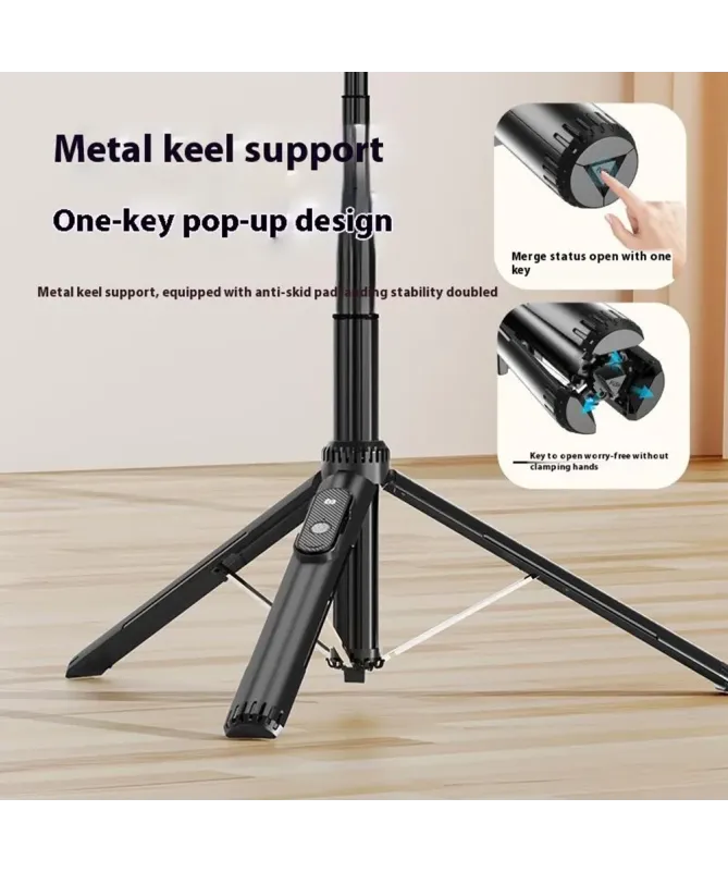 Trépied Selfie Magnétique avec Double Lumière LED et Télécommande Blue