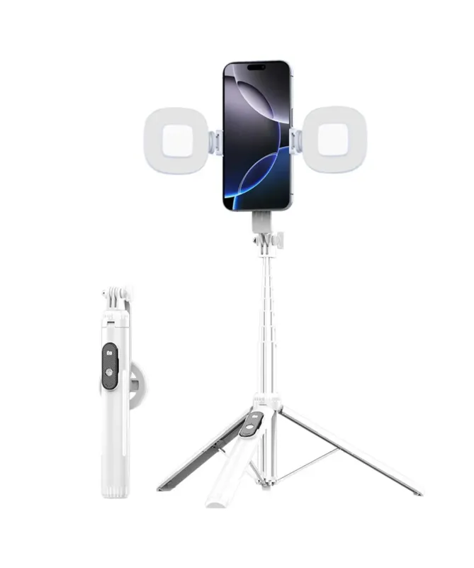 Trépied Selfie Magnétique avec Double Lumière LED et Télécommande Blue