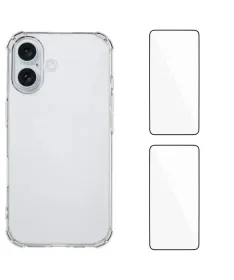 Pack iPhone 16 Plus | Coque Coins Renforcés Transparente avec 2 Verre 