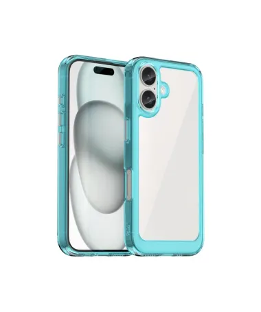 Coque iPhone 16 Plus Rugged silicone avec verre trempé Cyan - photo 11