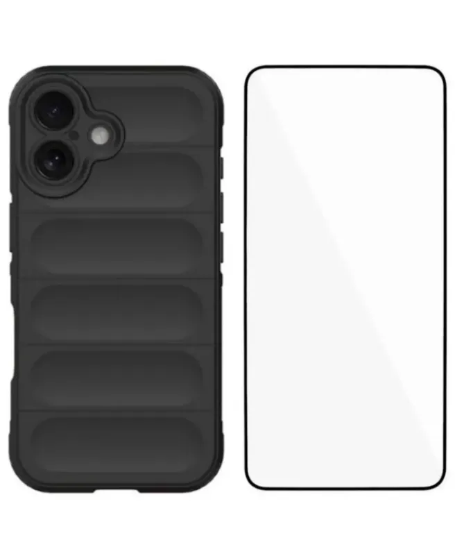 Coque iPhone 16 Plus Rugged silicone avec verre trempé