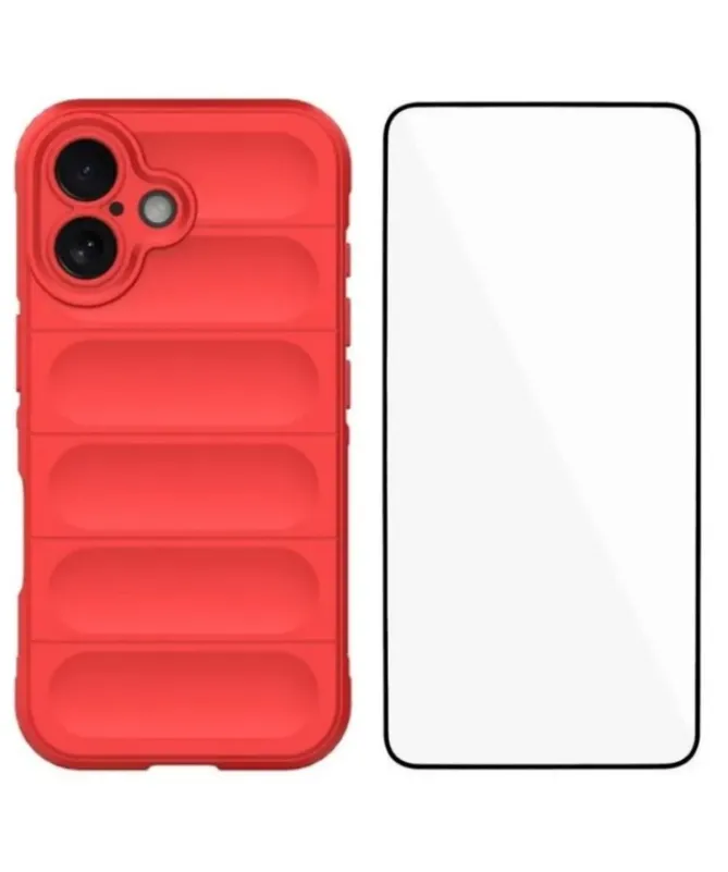 Coque iPhone 16 Plus Rugged silicone avec verre trempé