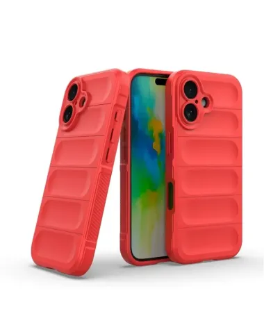 Coque iPhone 16 Plus Rugged silicone avec verre trempé Rouge - photo 6