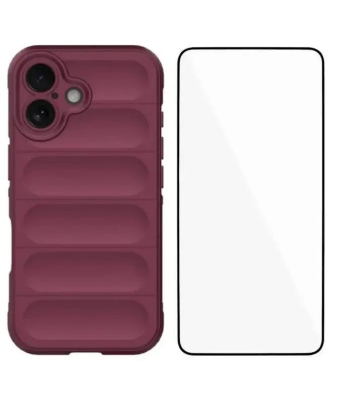 Coque iPhone 16 Plus Rugged silicone avec verre trempé