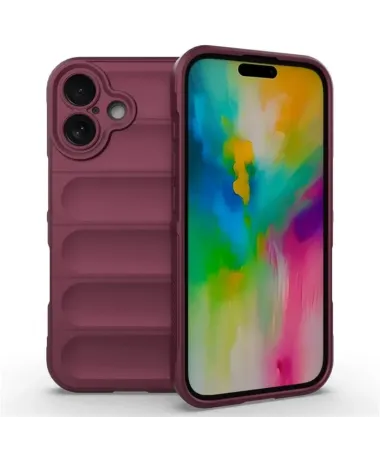 Coque iPhone 16 Plus Rugged silicone avec verre trempé Vin Rouge - photo 10