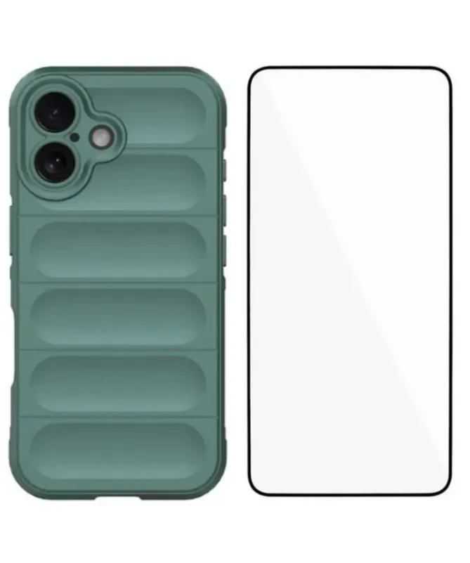 Coque iPhone 16 Plus Rugged silicone avec verre trempé