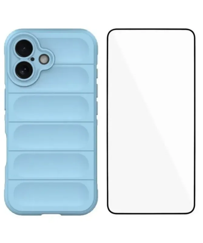 Coque iPhone 16 Plus Rugged silicone avec verre trempé