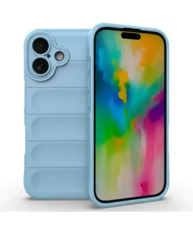 Coque iPhone 16 Plus Rugged silicone avec verre trempé Bleu clair - photo 18