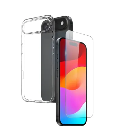 Coque transparente iPhone Air avec protection d'écran en verre trempé