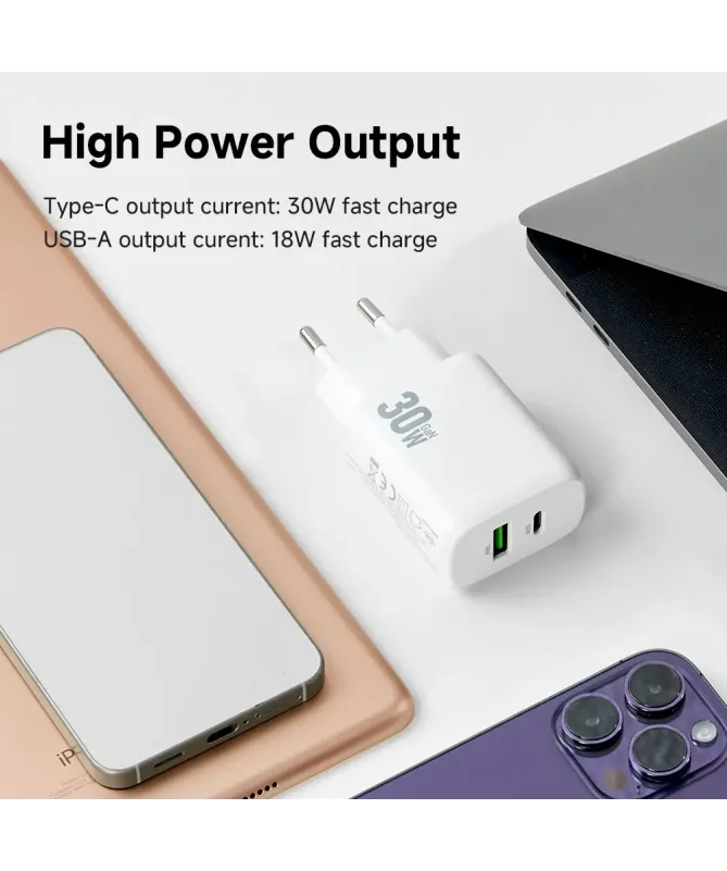 Chargeur Rapide GaN 30W Double Port | DualCharge