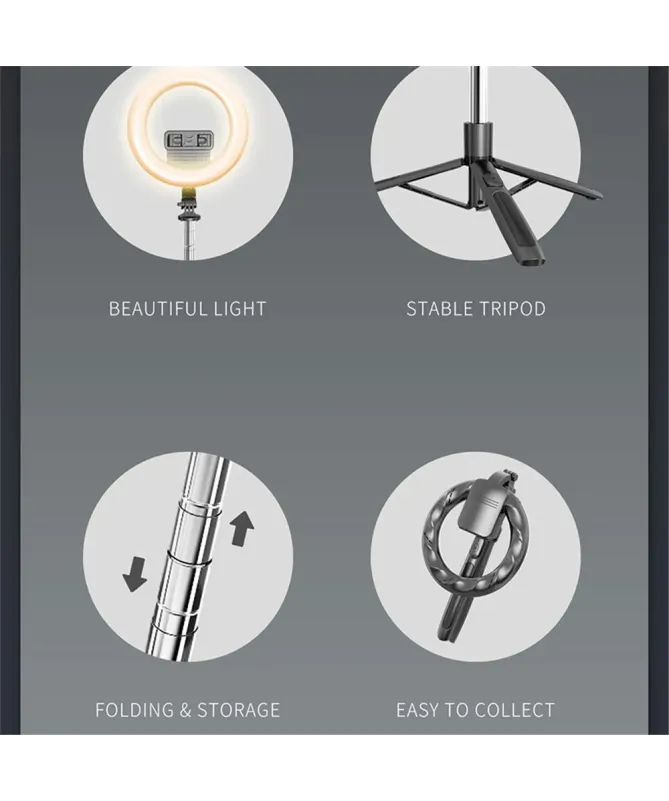Perche Selfie avec Anneau Lumineux et Trépied | Ring Tripod