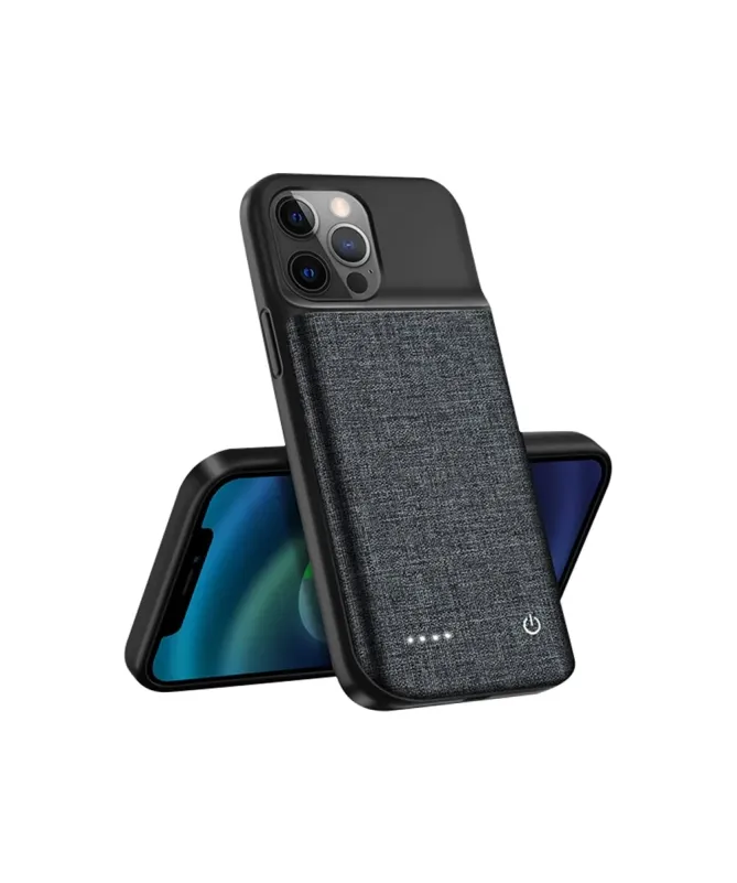 Coque Batterie iPhone 12 Pro Max Texture Tissu