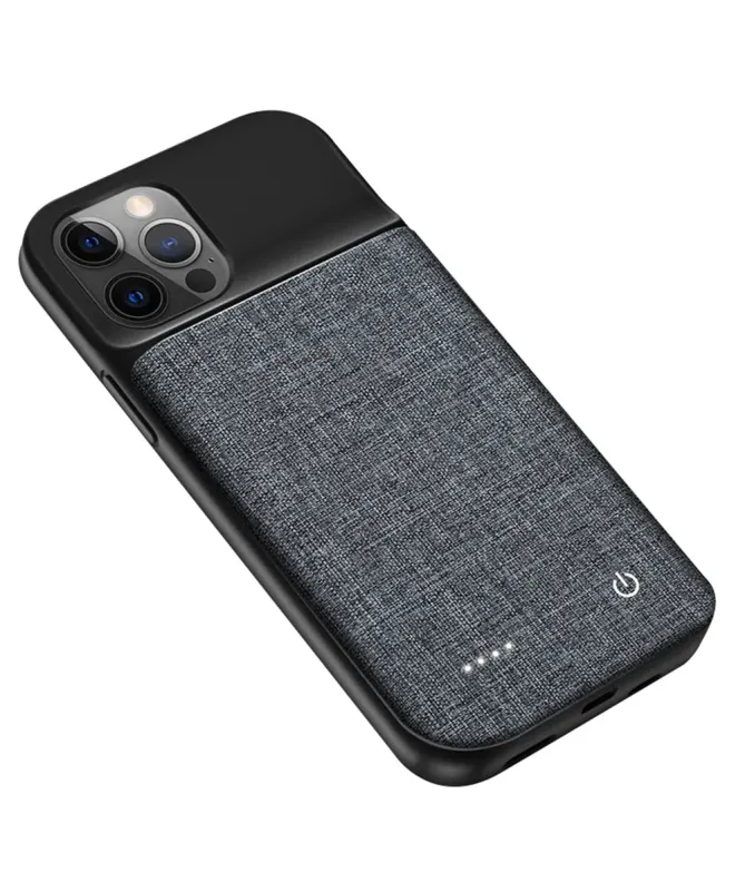 Coque Batterie iPhone 12 Pro Max Texture Tissu