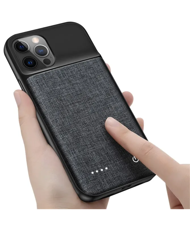 Coque Batterie iPhone 12 Pro Max Texture Tissu