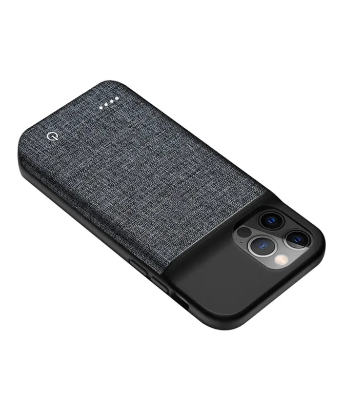 Coque Batterie iPhone 12 Pro Max Texture Tissu