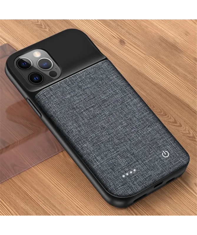 Coque Batterie iPhone 12 Pro Max Texture Tissu