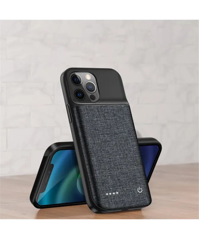 Coque Batterie iPhone 12 Pro Max Texture Tissu